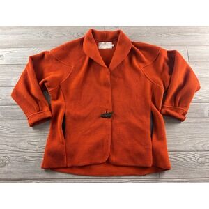 Janska Polartec Fleece Jacket Womens Small Orange Shawl Collar Toggle Made in US